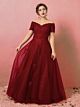 A Linie Abendkleid Ballkleider Große Größen Carmen Ausschnitt Corsage Lang Rot Tüll Spitze