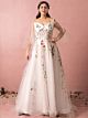 A Linie Brautkleid Abendkleid Große Größen Lang Weiß Tüll Farbig Applikationen Mit Ärmel