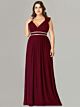 Abendkleid Abiballkleider Große Größen Rückenausschnitt Lang Weinrot Chiffon Strass Gürtel