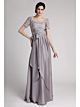 Abendkleid Brautmutterkleider Hochgeschlossen Langarm Altrosa Chiffon Rüschen Spitze Ärmel