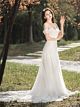 A Linie Brautkleid Schwanger Empire Große Größen Lang Chiffon Mit Perlen Träger