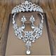Brautschmuck Strass Silber Diadem Pfau Halskette Ohrringe Schmuck Hochzeit