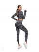 Camouflage Leggings Damen Sport Crop Top Langarm