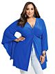 Damen Blusen Große Größen Empire Blau Jersey V Ausschnitt Mit Ärmel