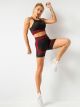 Fitness Kleidung Damen Set Sport Leggings Kurz Schwarz Rot Yoga Top