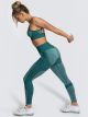 Gym Anzug Damen Yoga Leggings High Waist Sport BH Petrol