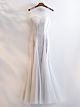 Meerjungfrau Abendkleid Ballkleid Illusion Ausschnitt Lang Silber Tüll Perlen