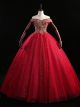 Prinzessin Brautkleid Ballkleid Lang Rosa Glitzer Tüll Ballonärmel Mit Blumen