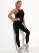 Yoga Bustier Schwarze Sport Leggings Mit Transparentem Einsatz