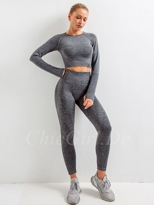 Frauen Sport Crop Oberteil Hohe Taille Leggings Gradient Print Yoga Set Fitness Trainingsanzug Strumpfhosen Leggings für Damen