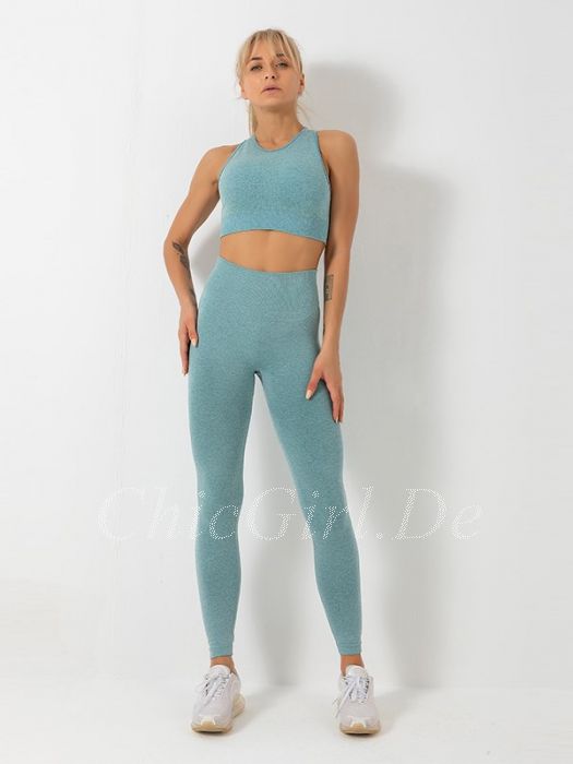 Frauen Sport Crop Oberteil Hohe Taille Leggings Gradient Print Yoga Set Fitness Trainingsanzug Strumpfhosen Leggings für Damen