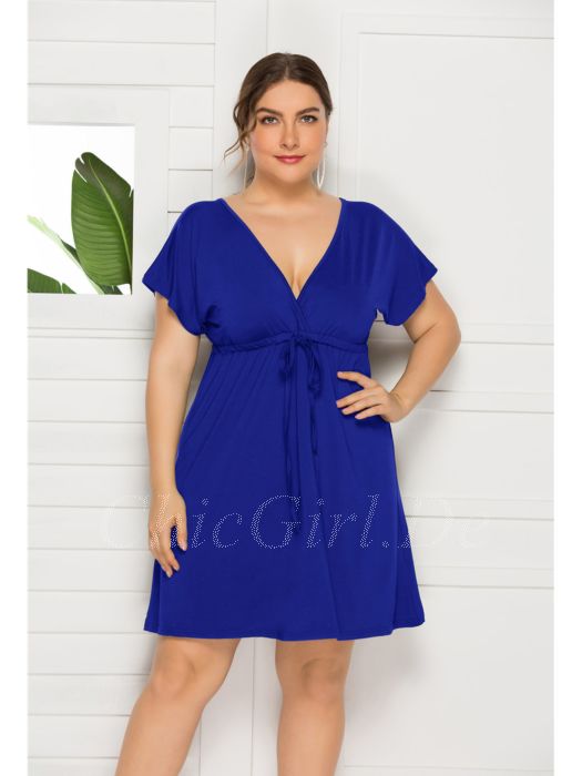 Kleid Empire Fur Mollige Umstandskleider Grosse Grossen Kurz Blau V Ausschnitt
