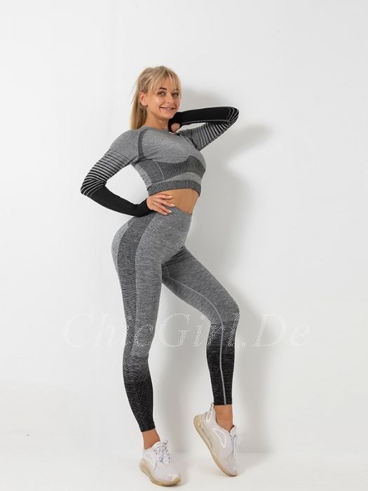 Yoga Kleidung Damen Gym Leggings High Waist Sport Crop Top