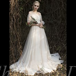 Brautkleid kurz carmen ausschnitt