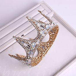 Königin Krone Gold - Barock Diadem Mit Strass Für Hochzeit & Cosplay